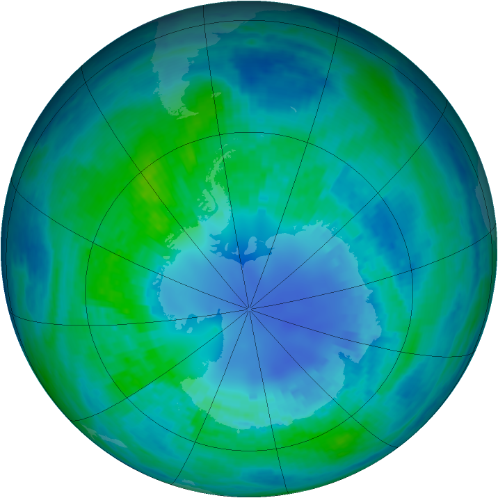 Antarctic ozone map for 17 April 2002